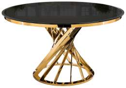 Стол стеклянный Twist gold / black    (130x74)